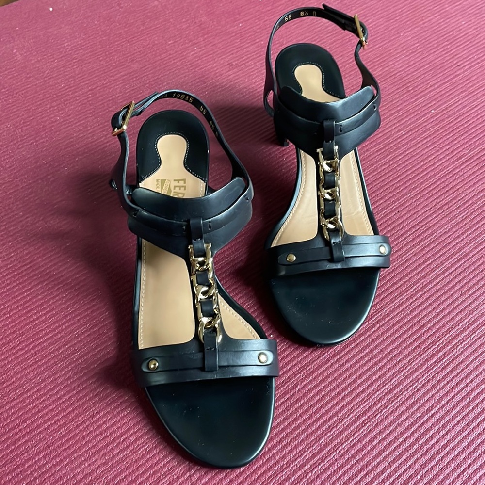 Ferragamo Golden U Wedge Heeled (2.5”) Sandal